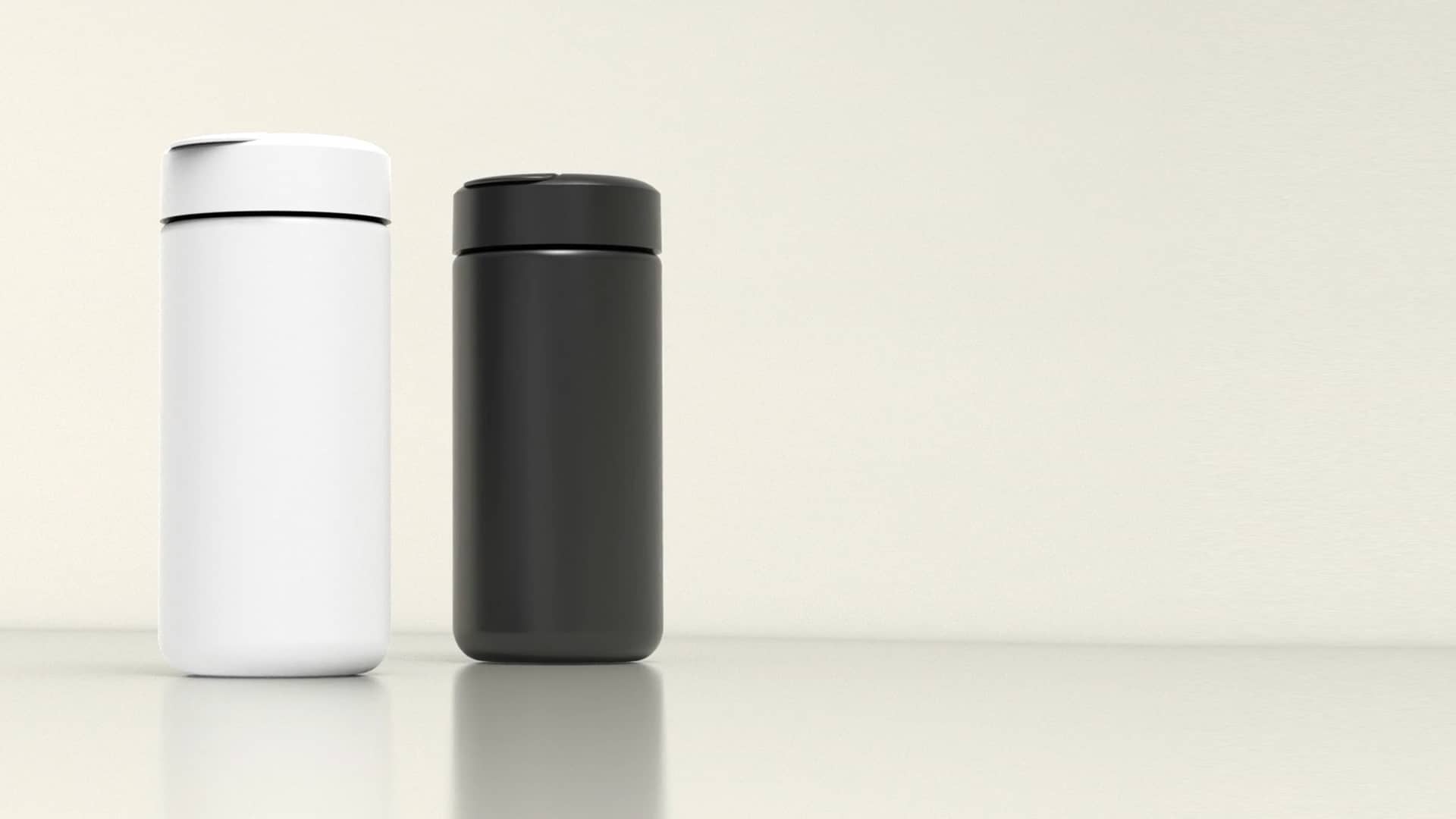White and black Spinn coffee mag